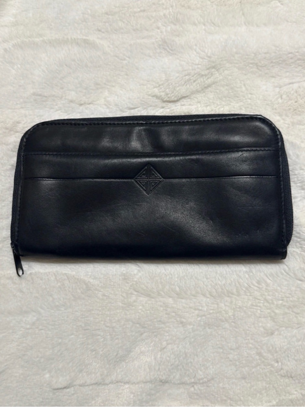 Vintage Princess Gardner Black Leather Zip Around Long Wallet Organizer Clutch.